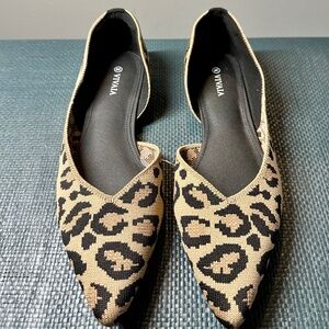 VIVAIA Leopard Pointed-Toe Flats – Size 39.5 – New Without Tags